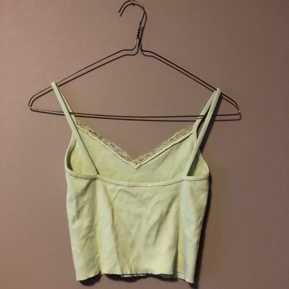 Light green lace trim brandy Melville tank - Picture 3 of 6